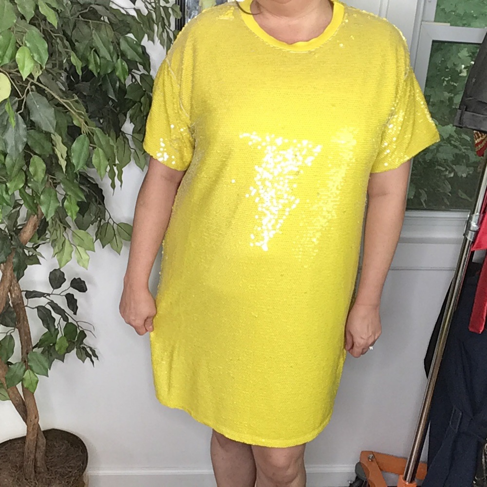ELOQUII | Sequin Super Lemon Shift Dress - Picture 10 of 15